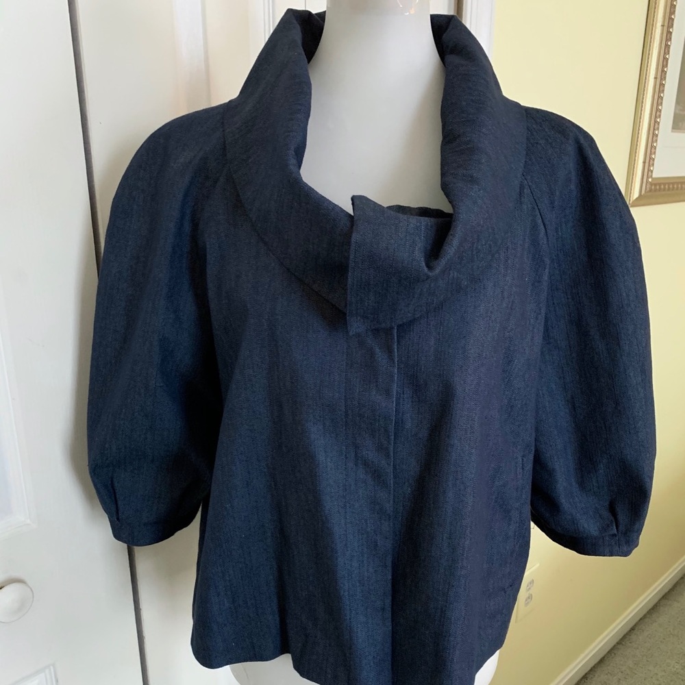 Blue denim 60’s style cowl neck jacket XL